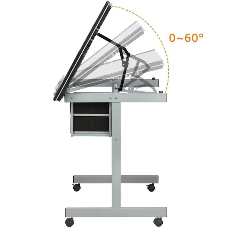 Adjustable Desktop Craft Table with Drawers, Black