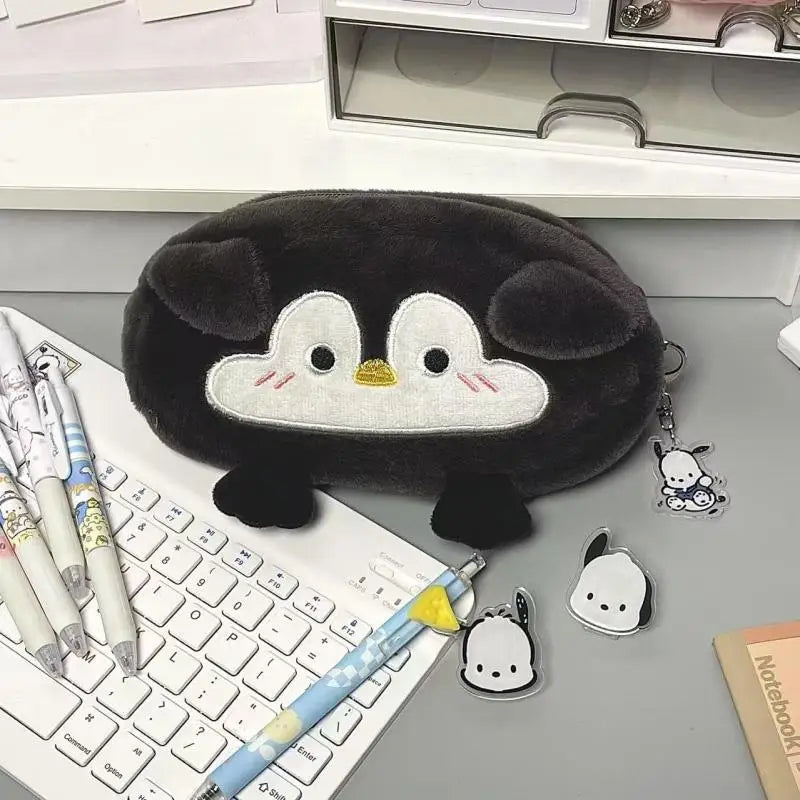 Kawaii Little Otter Penguin Plush Pen Bag Large Capacity Pencil Case Stationery Storage Bag Stationery School Supplies