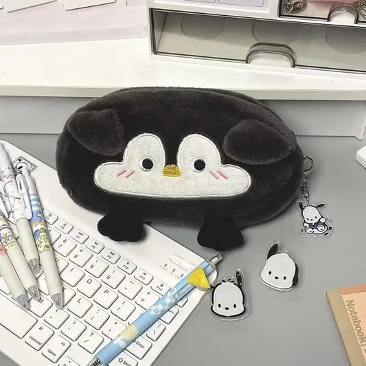Kawaii Little Otter Penguin Plush Pen Bag Large Capacity Pencil Case Stationery Storage Bag Stationery School Supplies