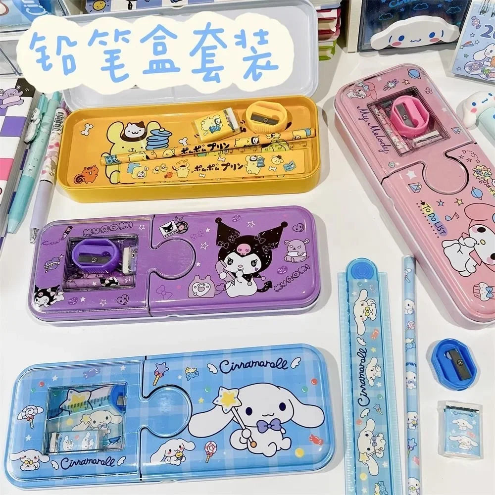 Cartoon Stationery Pen Box Melody Kuromi Hello Kitty Cinnamoroll Pochacco Pencil Box Kids Stationery Pencil Box Wholesale