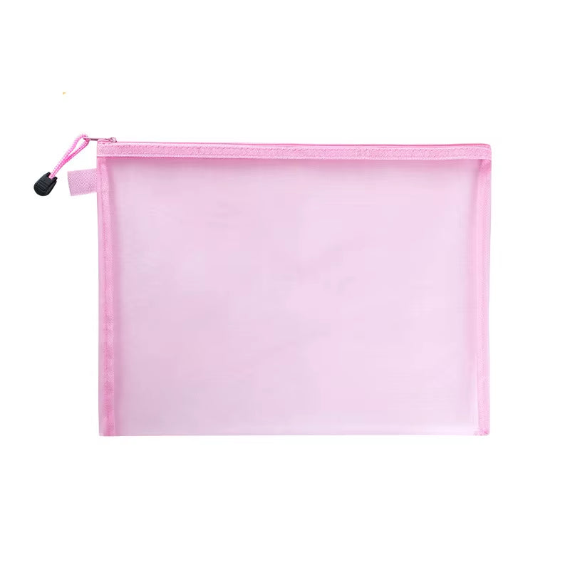 Nylon Mesh File Bag A4 A5 A6 Transparent Zipper Test Paper Information Bag Office Student Pen Bag Subject Bag Puzzle Storage Bag