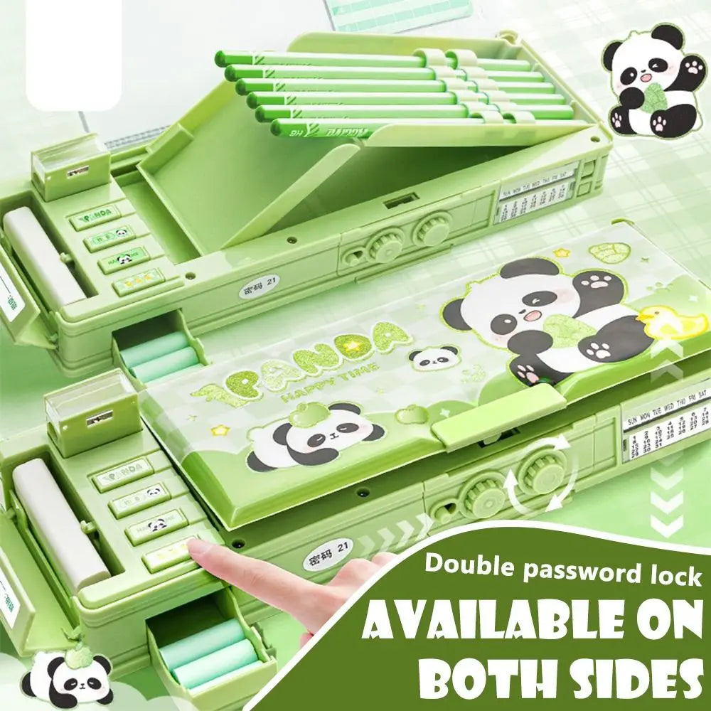 New Double Layer Pencil Case Large Capacity with Combination Lock Mechanical Pen Box Stationery Box Students