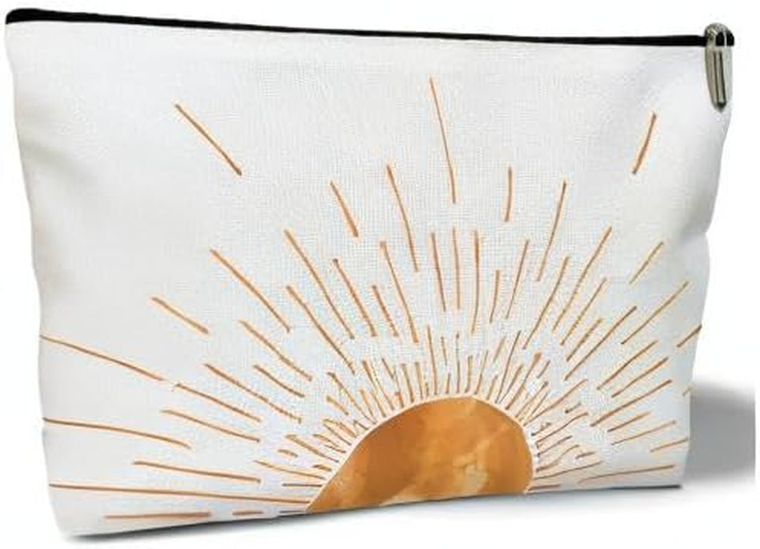 Boho Sunset Sunshine Makeup Bag Purse - Sunrise Sun Ray Toiletry Pouch - Gift for Her, Teen, Mom