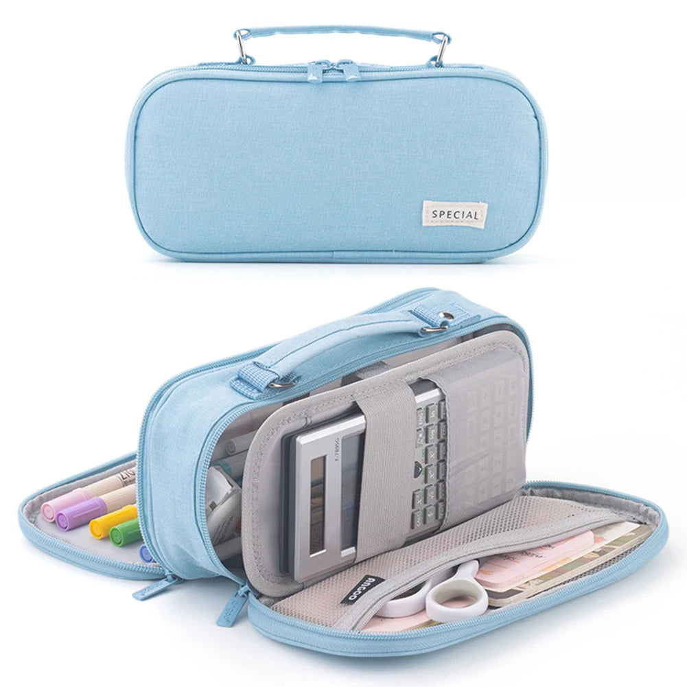 Pencil Bag Multifunctional Pencil Pouch with Handle Travel Simple Stationery Bag with Compartment Art Tool & Sketch Storage Box