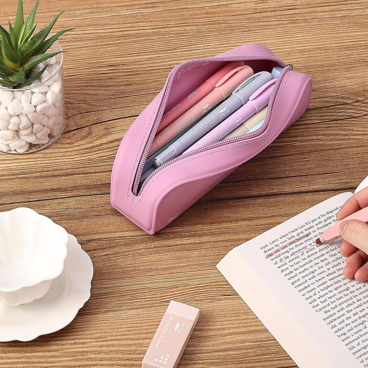 - Silicone Pencil Case, Magenta-Pink Pencil Pouch, Pencil Case Small, Pencil Pouch Aesthetic, Silicone Pencil Pouch, Pencil Case Aesthetic, Pencil Bag, Pencil Pouch for Women, Makeup Pouch