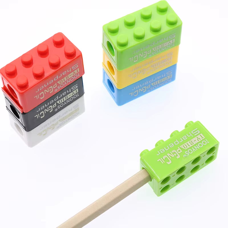 5-50Pcs Building Blocks Pencil Sharpener Cartoon Plastic Children'S Office and School Supplies Student Stationery Random Supply