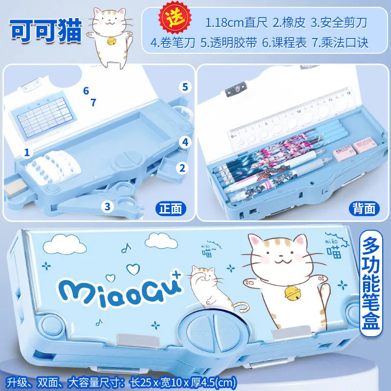 Plastic Stationery Organizer Box Unicorn Bear Astronaut Stationery Pencil Case School Gifts for Kids Teens Supplies