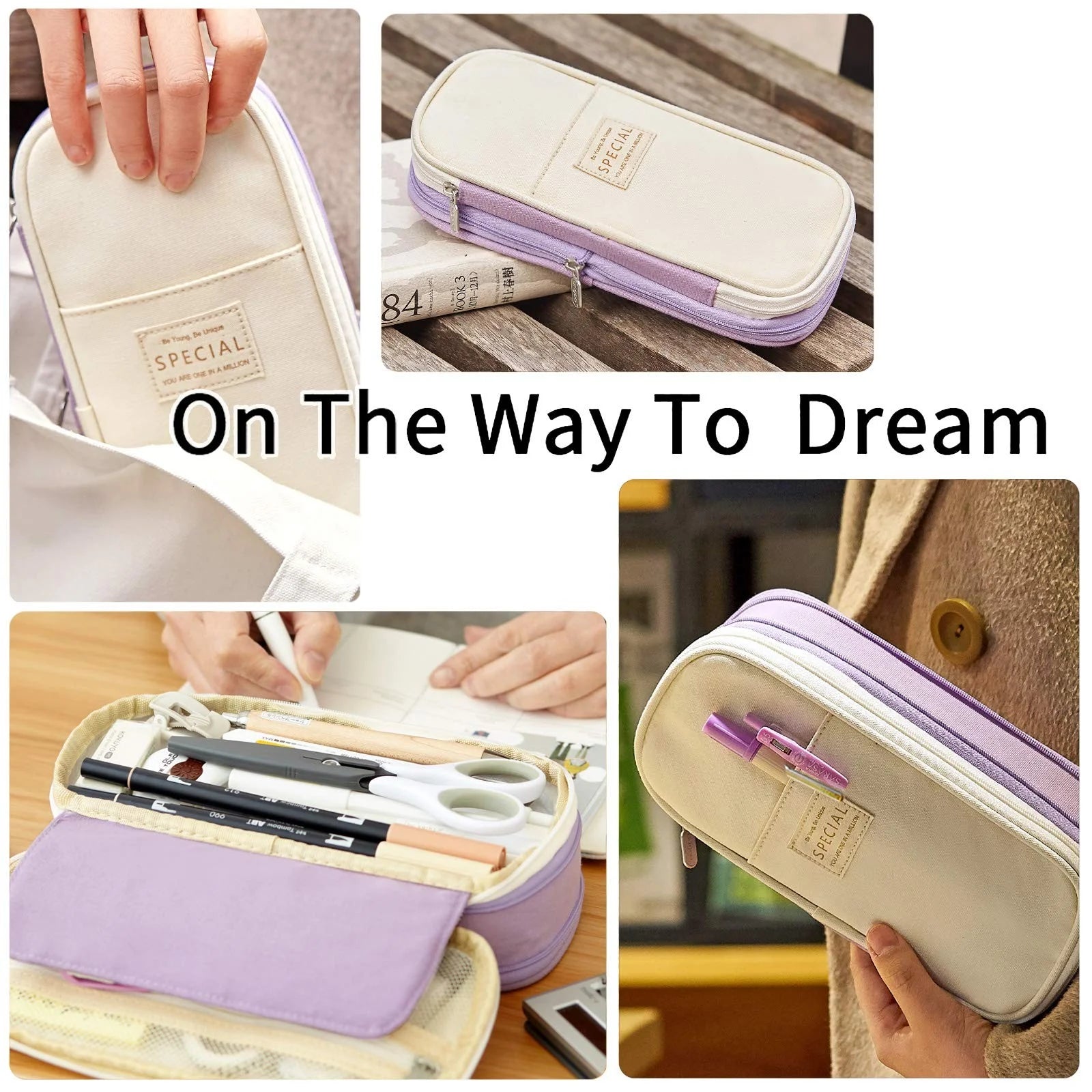 Canvas Big Capacity Pencil Case Organizer