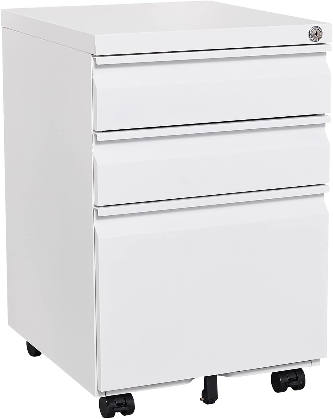 3 Drawer Mobile File Cabinet under Desk,Metal Filing Cabinet with 5 Caster for Letter Size,White 18.81" D X 15.35" W X 24.4" H…