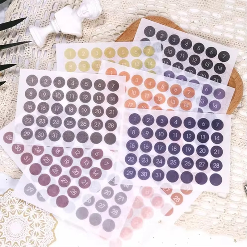 round Number Sticker 365 Daily Days Stickers for 2024 Full Year Diary Journal Supplies Planner Decorative Stationery