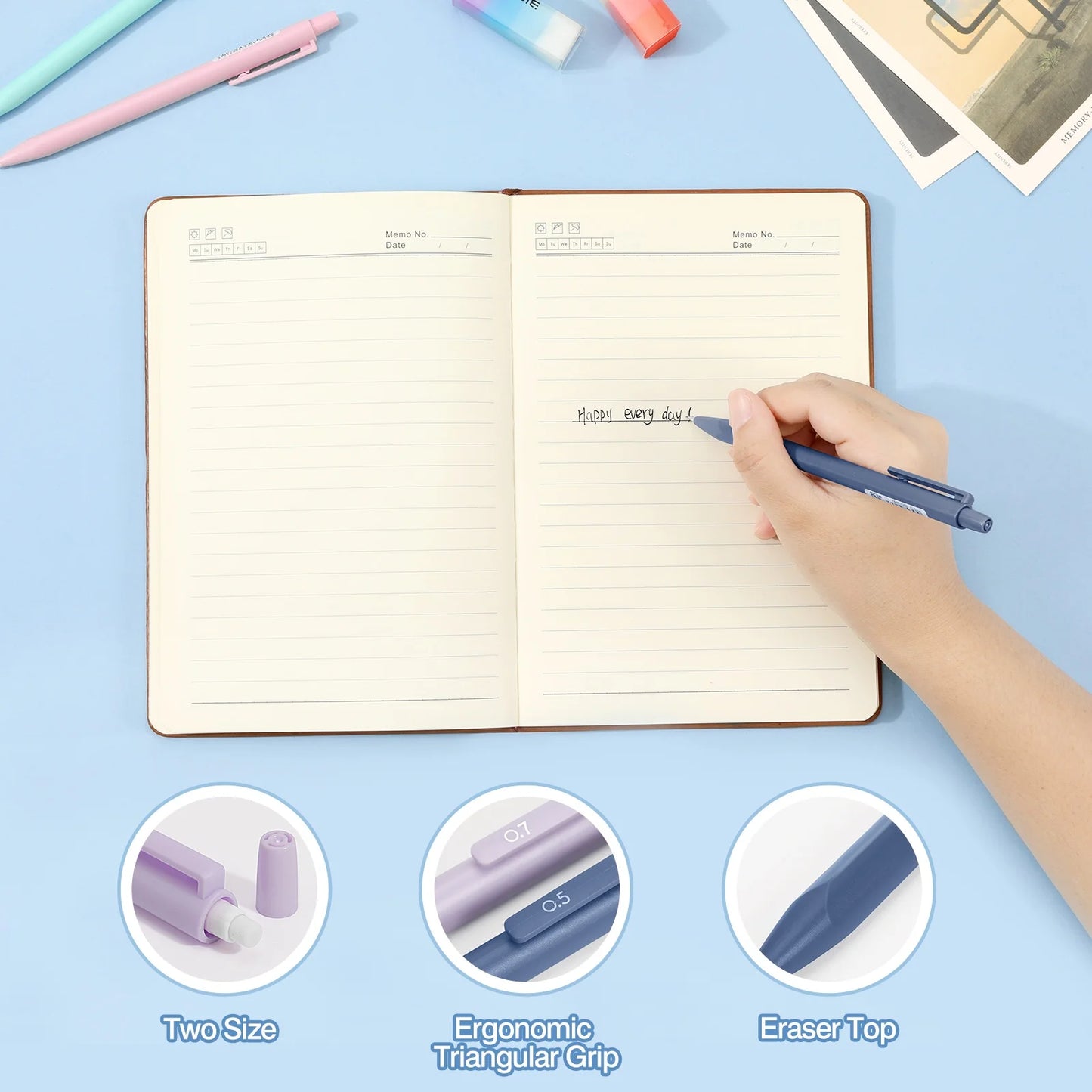 60Pcs Aesthetic School Supplies with Pencil Case for Students Stationary College Essentials, Blue