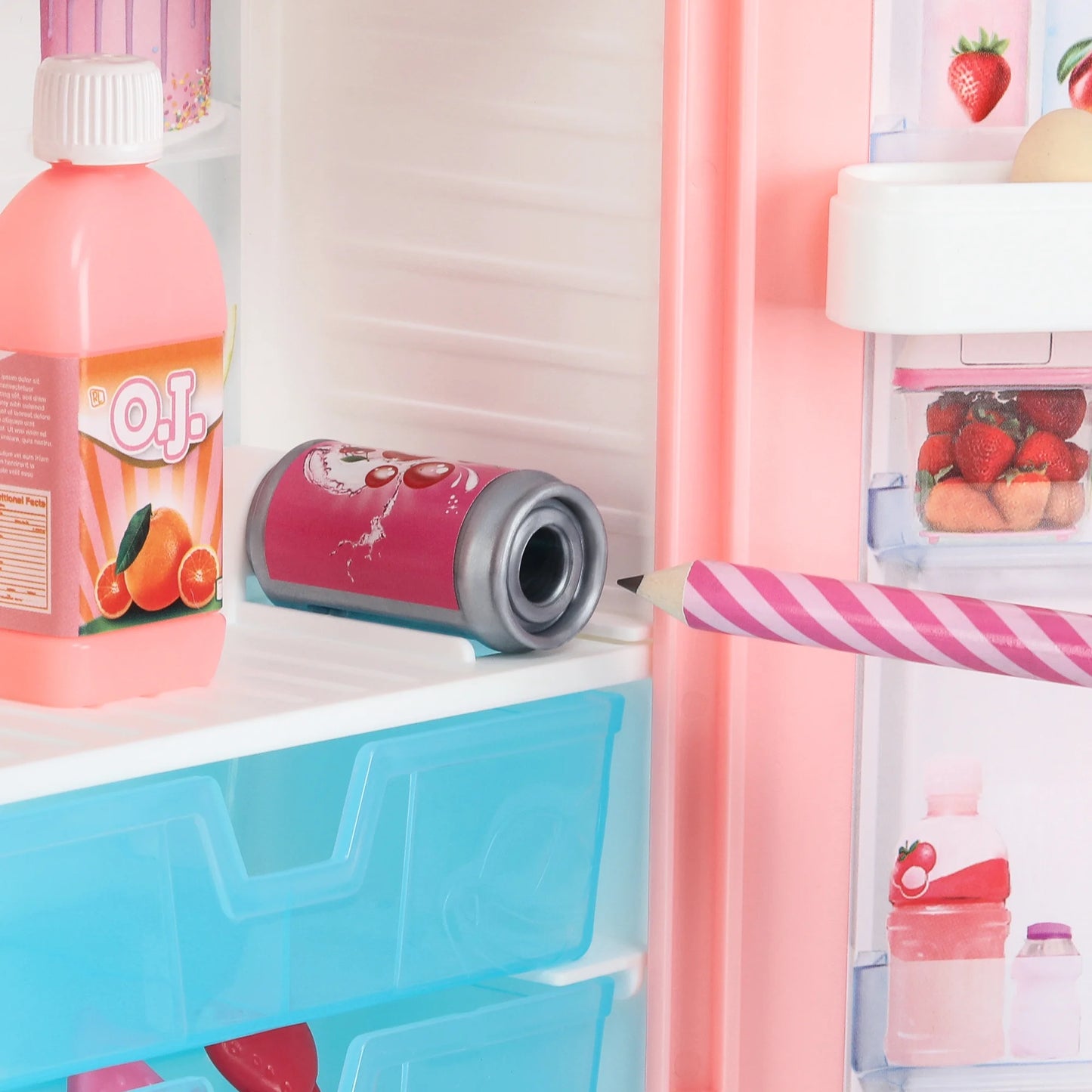 Desktop Caddies, Mini Pink Fridge with 20+ Real Working Stationery, Ages 6+