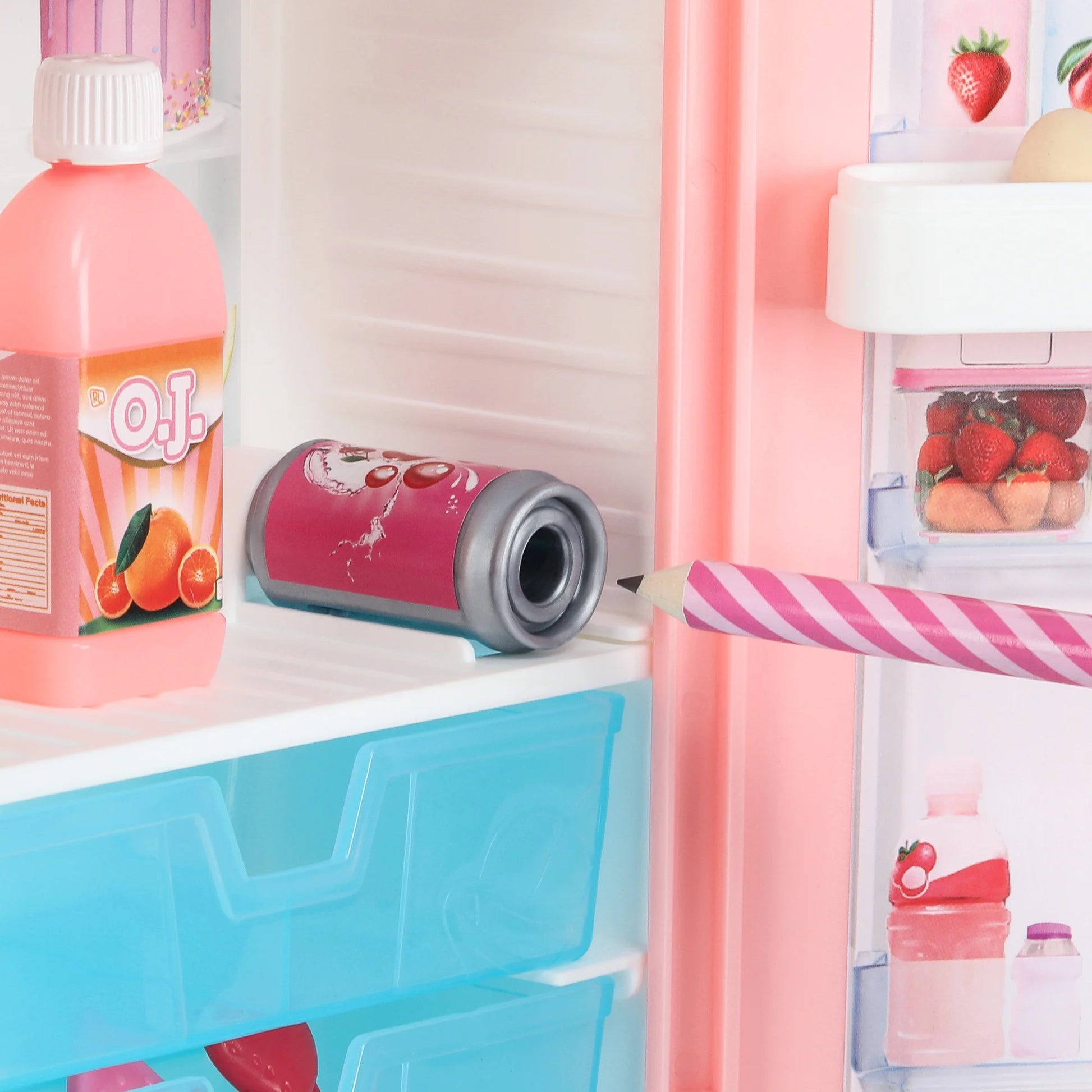 Desktop Caddies, Mini Pink Fridge with 20+ Real Working Stationery, Ages 6+