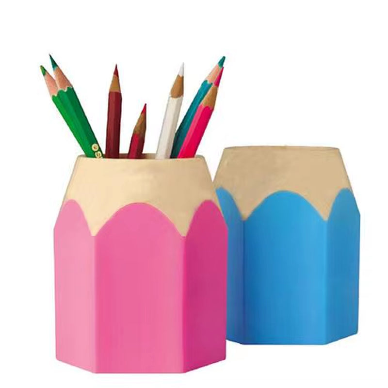 Pen Vase Pencil Pot Makeup Brush Holder Stationery Desk Tidy Container Plastic round Desk Organizer Pen Holder Pencil Stub