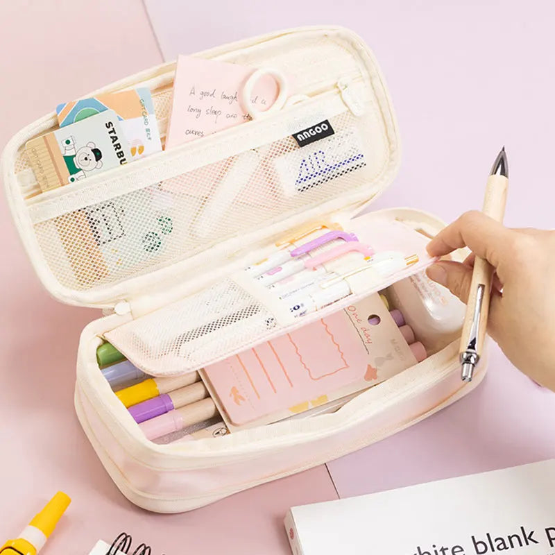 Kawaii Pencil Case Deformable Large Capacity Multi-Compartment Pen Pouch Desk Organizer School Supplies Cute Korean Stationery