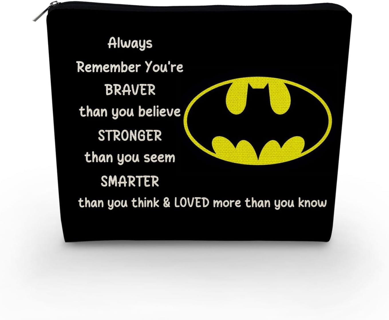Bat Movie Makeup Bag Bat Classic Logo Gift Black Organizer Bag You Are Stronger Smarter than You Think Bat Toiletry Zipper Pouch Bat Cosmetic Bag Gift for Movie Fans Women