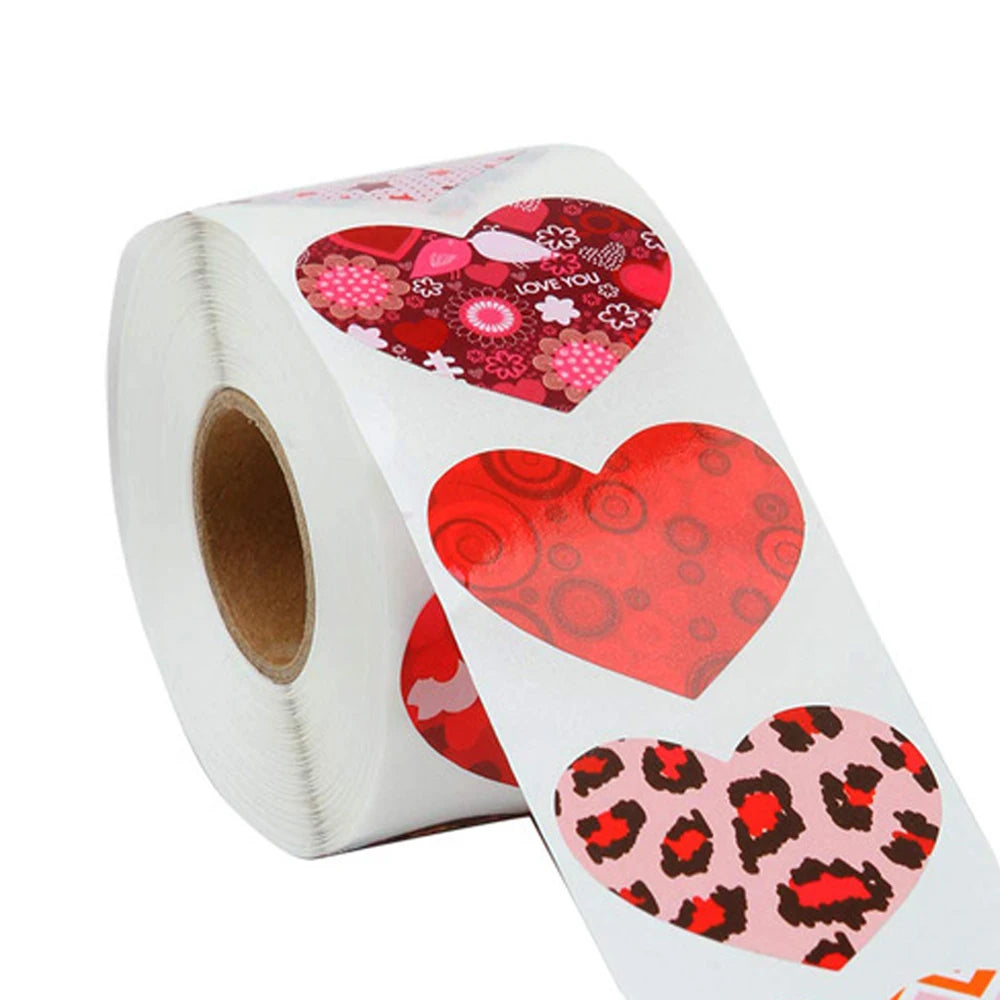 50-500Pcs Heart Shaped Label Sticker Scrapbooking Gift Packaging Seal Birthday Party Wedding Supply Stationery Sticker 1Inch