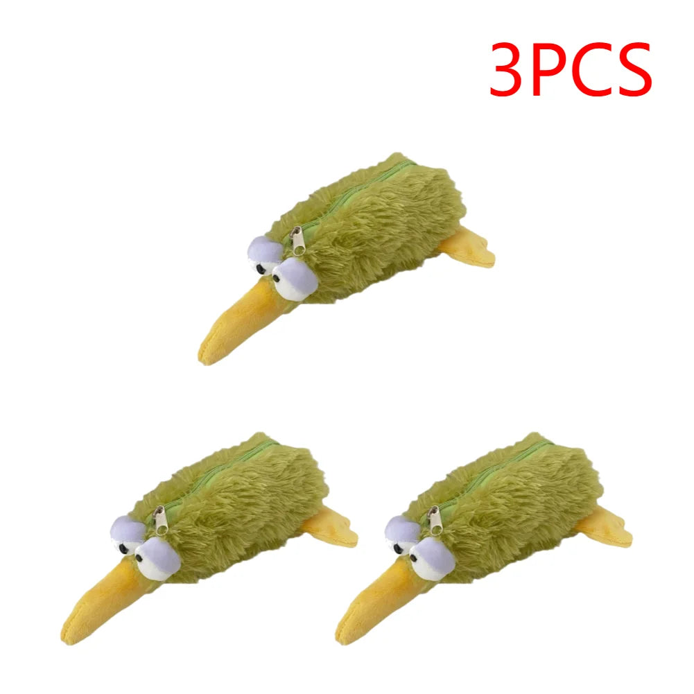 Kiwi Bird Pencil Case Bird Shaped Pencil Case Holds 20 Pens Pen Storage Bag Large Capacity Animal Pencilbag School Supplies