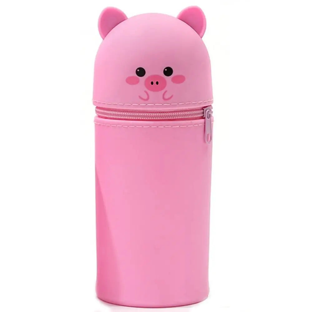 With Zipper Silicone Pencil Case Cartoon Silicone Animal Shape Pen Pouch Desk Organizer Stationery Stationery Storage Bag