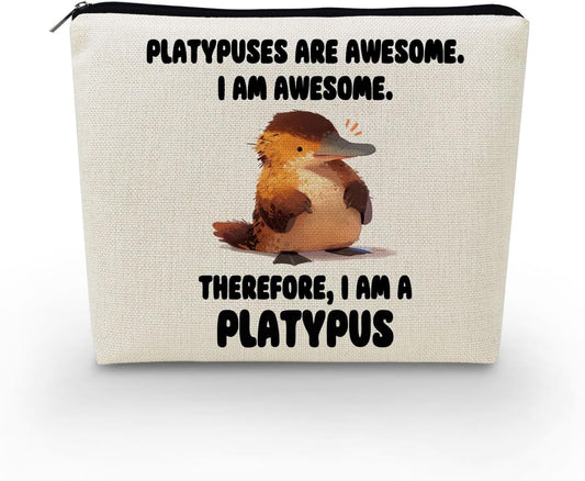 Funny Platypus Present Platypus Canvas Makeup Bag Platypuses Are Awesome Toiletry Zipper Pouch Funny Platypus Cosmetic Bag Birthday Present for Platypus Lovers Women Friends