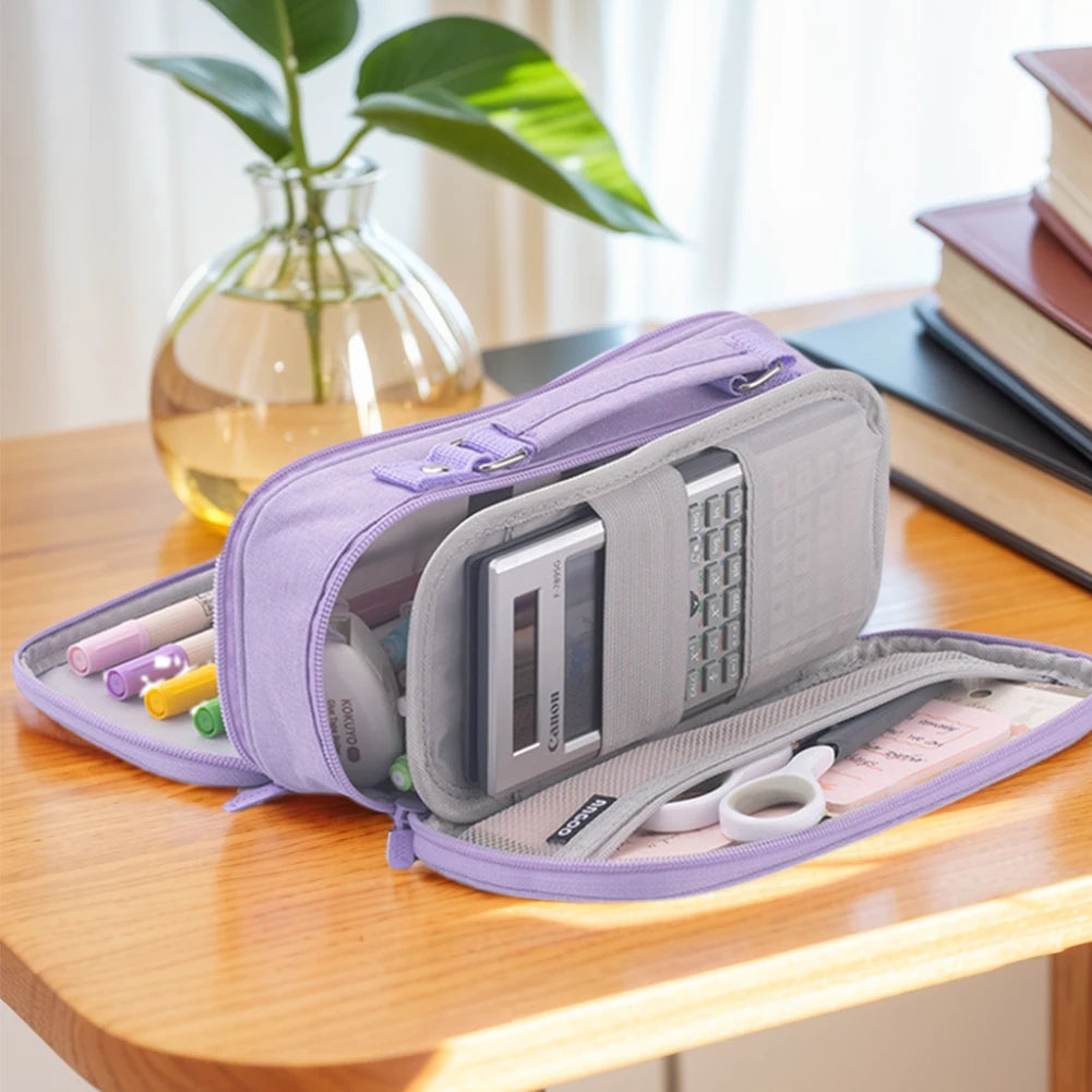 Pencil Bag Multifunctional Pencil Pouch with Handle Travel Simple Stationery Bag with Compartment Art Tool & Sketch Storage Box