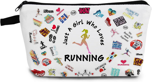 Running Makeup Bag Running Gifts Just Love Running Organizer Bag Travel Toiletry Pouch with Zipper Marathon Gifts Cosmetic Bag for Women Runners Running Lovers Fans