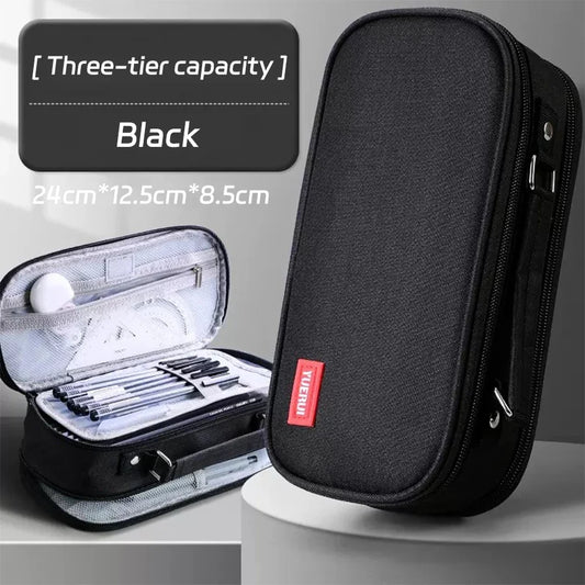 Portable Large Capacity Pencil Case Upper Pen Box Multifunctional Stationery Bag Boy Back to School Office Supplies Stationery