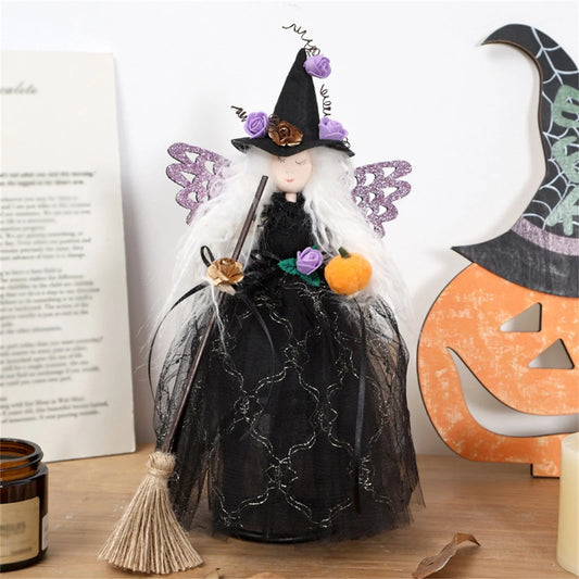 Off Promotions!  Desktop Dress up Halloween Butterfly Witch Doll Decoration Tree Top Star Black A, Room Decor Clearance Sale Black