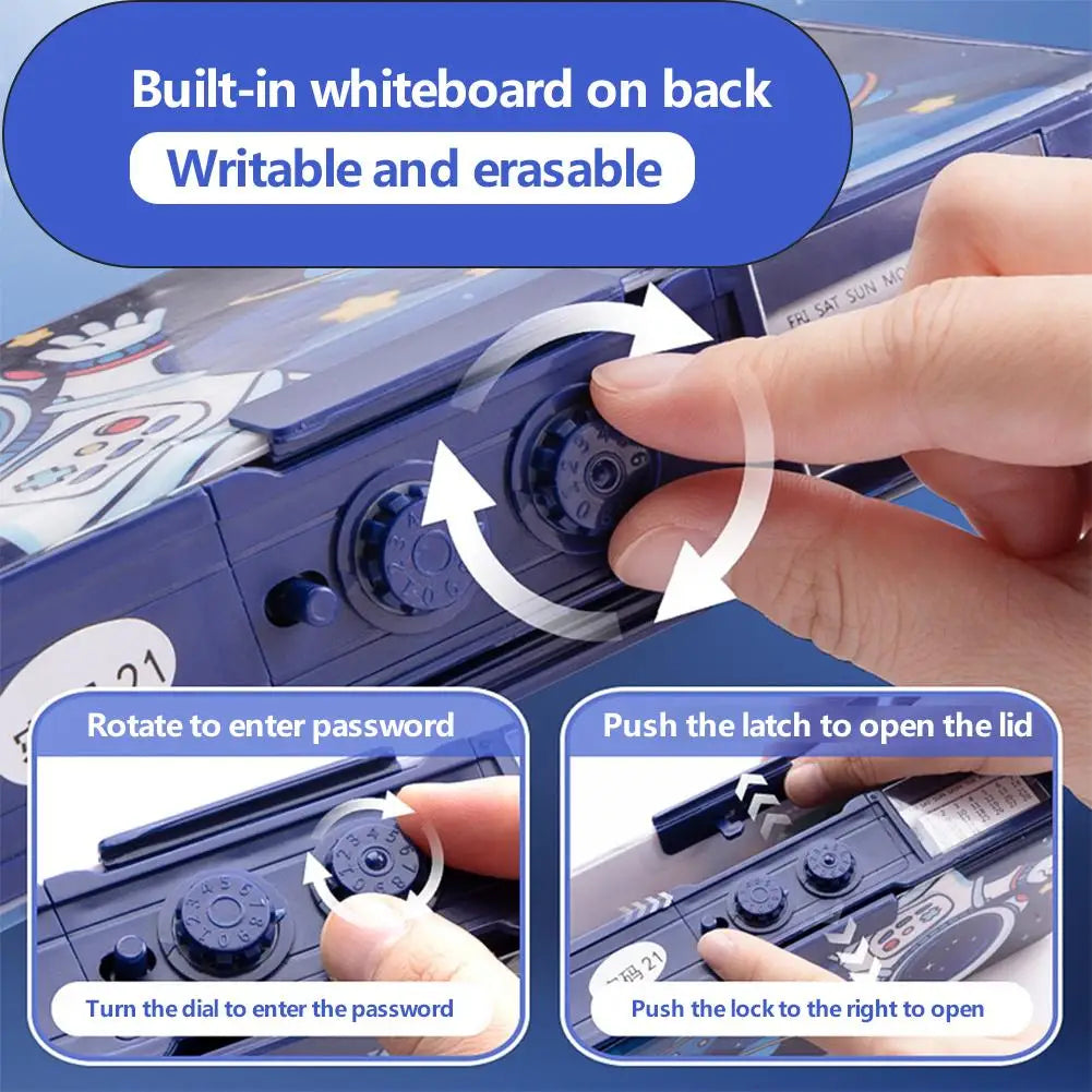 Student Multifunctional Double-Layer Stationery Box Case Pencil Student School Accessories Stationery Double-Layer Computer B7X9