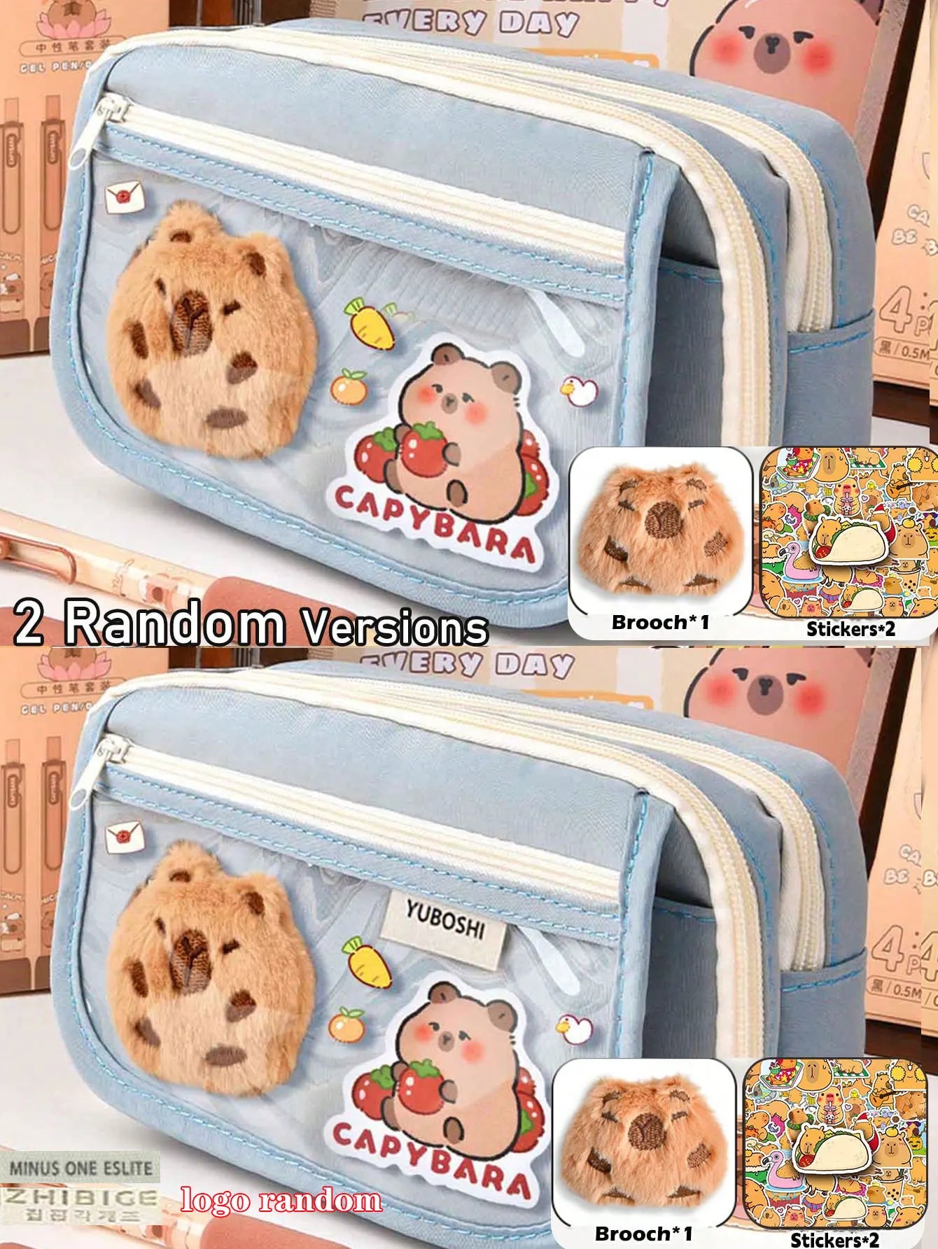 1Pc Large Capacity Pencil Case Flip Cover Stationery Pencil Bag Simple Stationery Storage Bag School Office Supplies Stationery