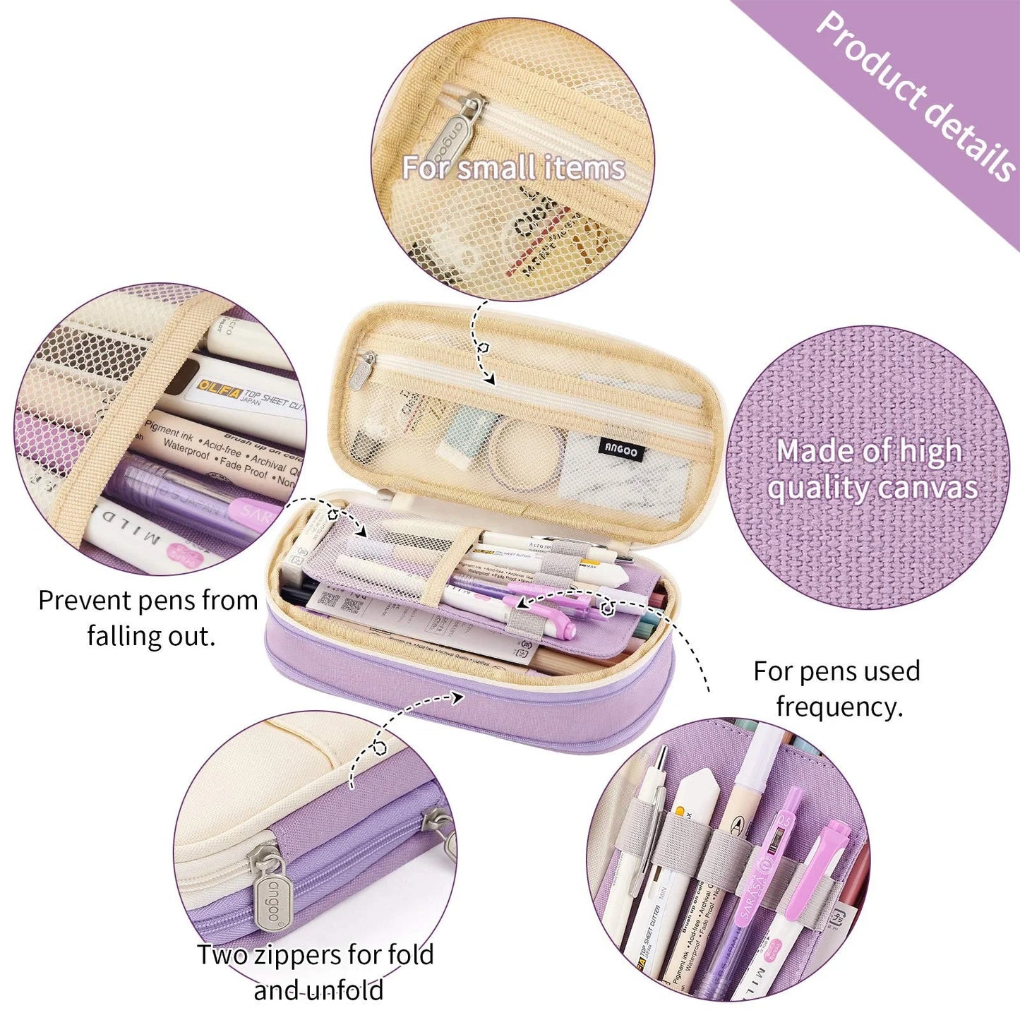 Canvas Big Capacity Pencil Case Organizer