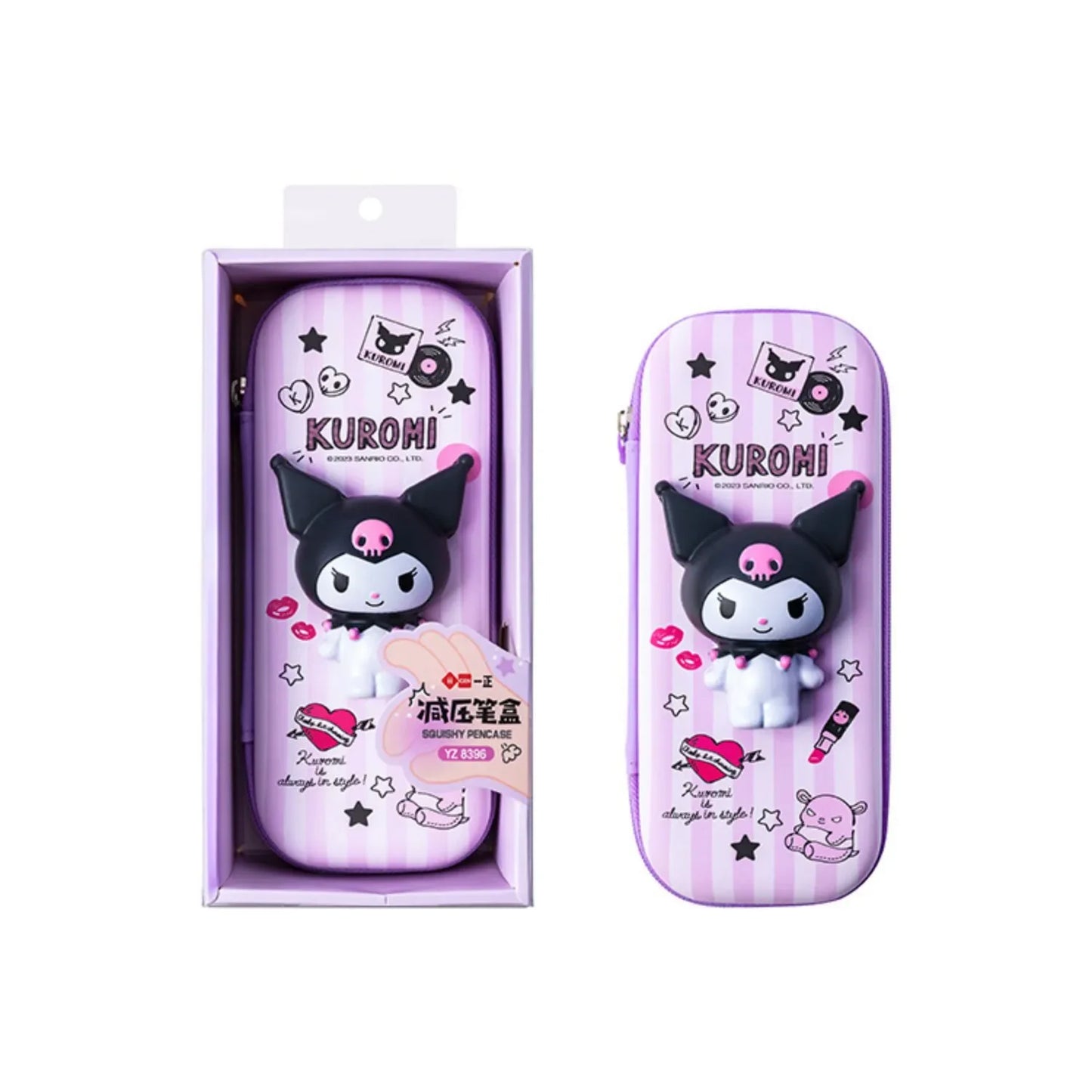 3D Decompression Sanrio Series Kuromi Stationery Set Cute Cartoon Pencil Case Large Capacity Student Supplies Stress Reliving