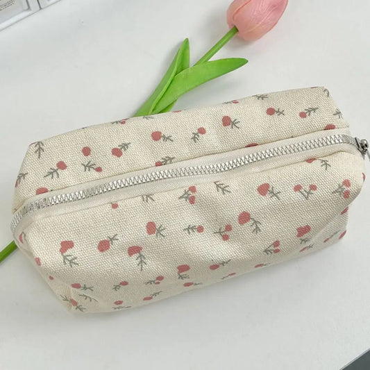 INS Floral Pen Bag Student Cartoon Cute Stationery Bag Large Capacity Pencil Case Multifunctional Stationery Organizer