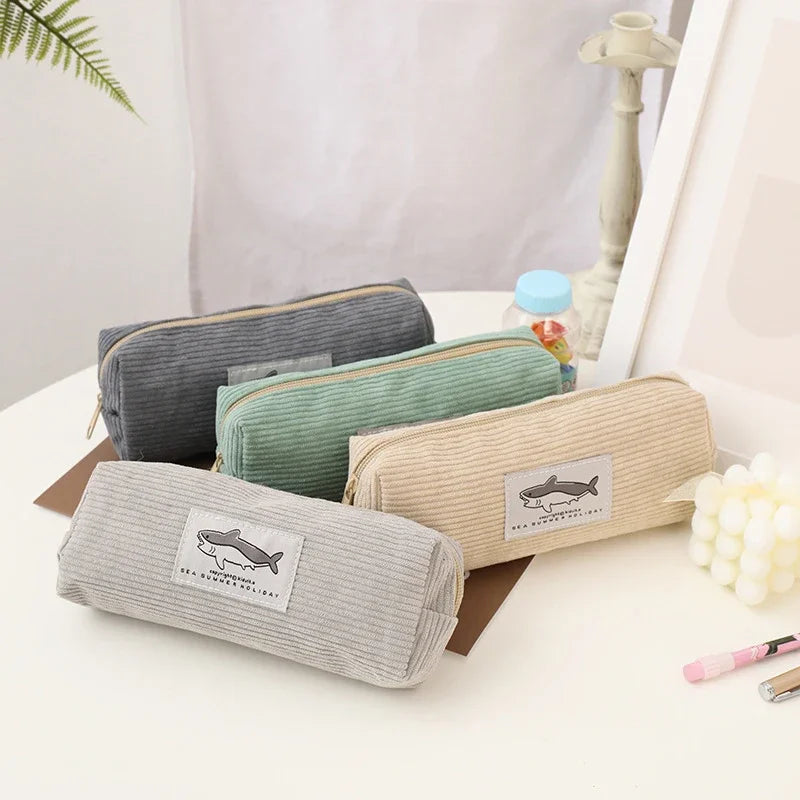 Cute Shark Pencil Case Embroidery Pen Bag Back to School Supplies Stationery Items for Girls Kids Desk Cute Accessories Gift