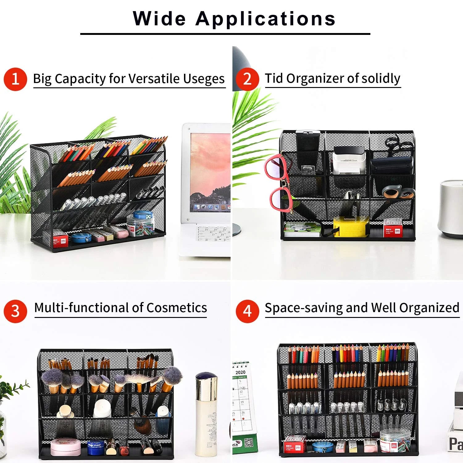 Desk Pen Organizer，Office Desktop Organizer Collection， Multi-Functional Pen Holder, 1 Pack