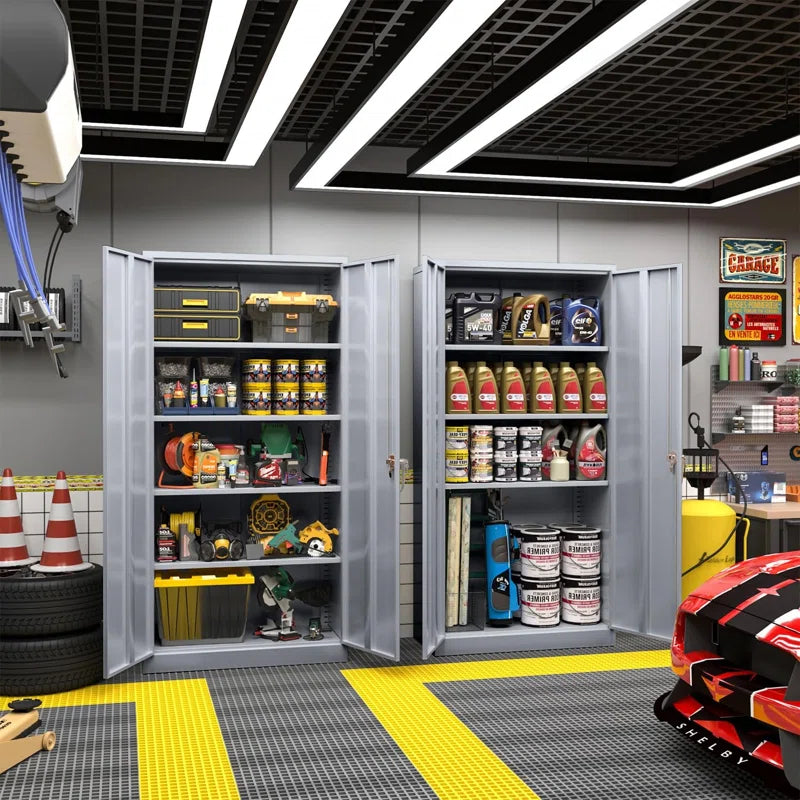 Metal Garage Storage Cabinets with 4 Adjustable Shelves and Lockable Doors ( 72'' H X 36'' W X 18'' D)