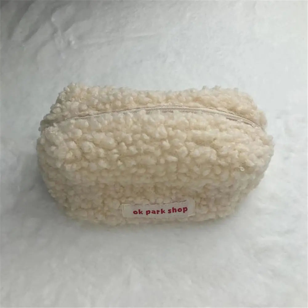 Puffs Cute Zipper Cosmetics Bag Korean Stationery Pen Case Large Capacity Women Travel Make up Toiletry Bag Washing Pouch