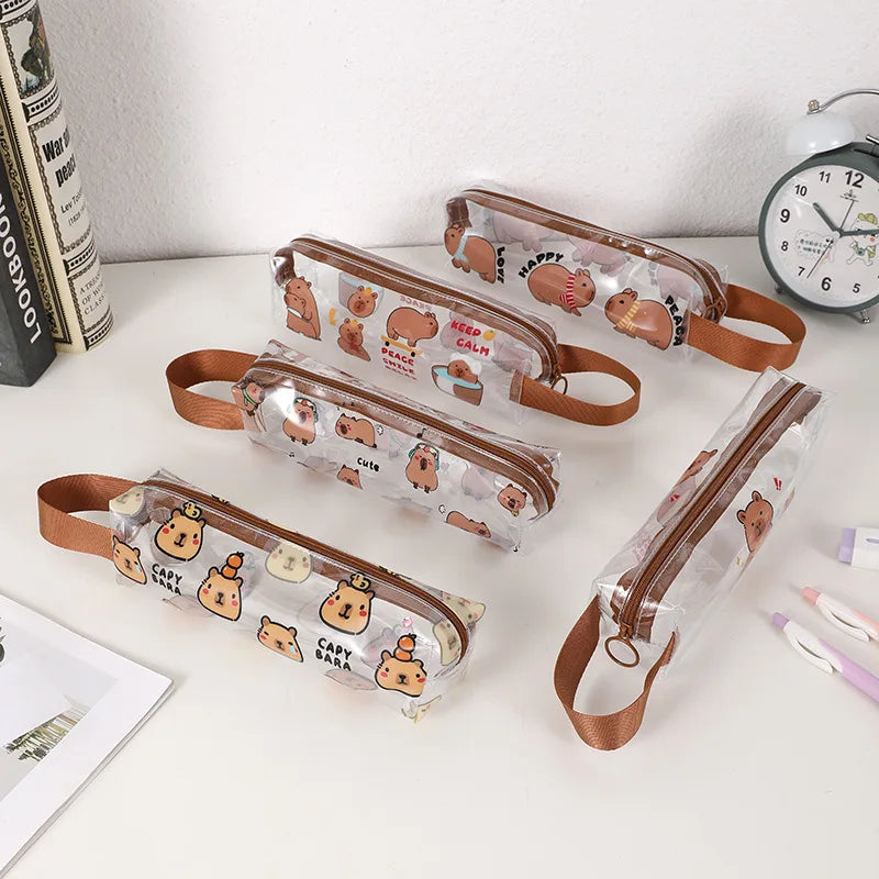 1 Animal Pattern Transparent Pencil Case, Beautiful and Cute Large-Capacity Study Stationery Storage Bag,Fashion Stationery Gift