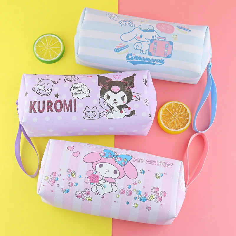 Pencil Case Cinnamoroll Kuromi Melody Stationery Bag PU Waterproof Pencils Bag Student Pencil Stationery