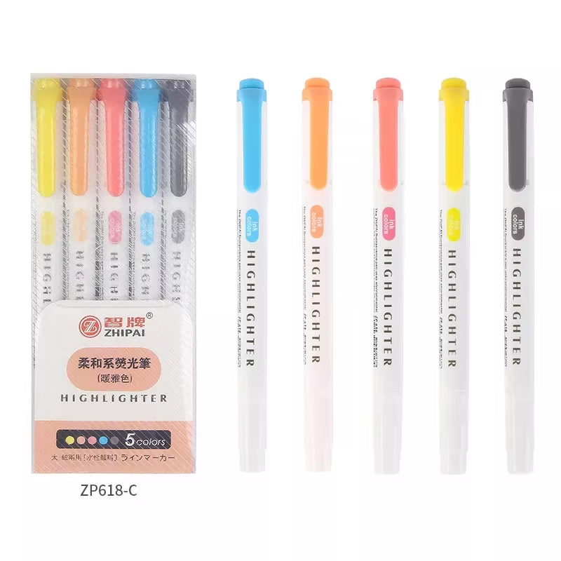 5/15/25 Pcs/Set Double Headed Highlighter Pens Graffiti Markers Highlighters Art Colored Sketching Markers Kawaii Stationery
