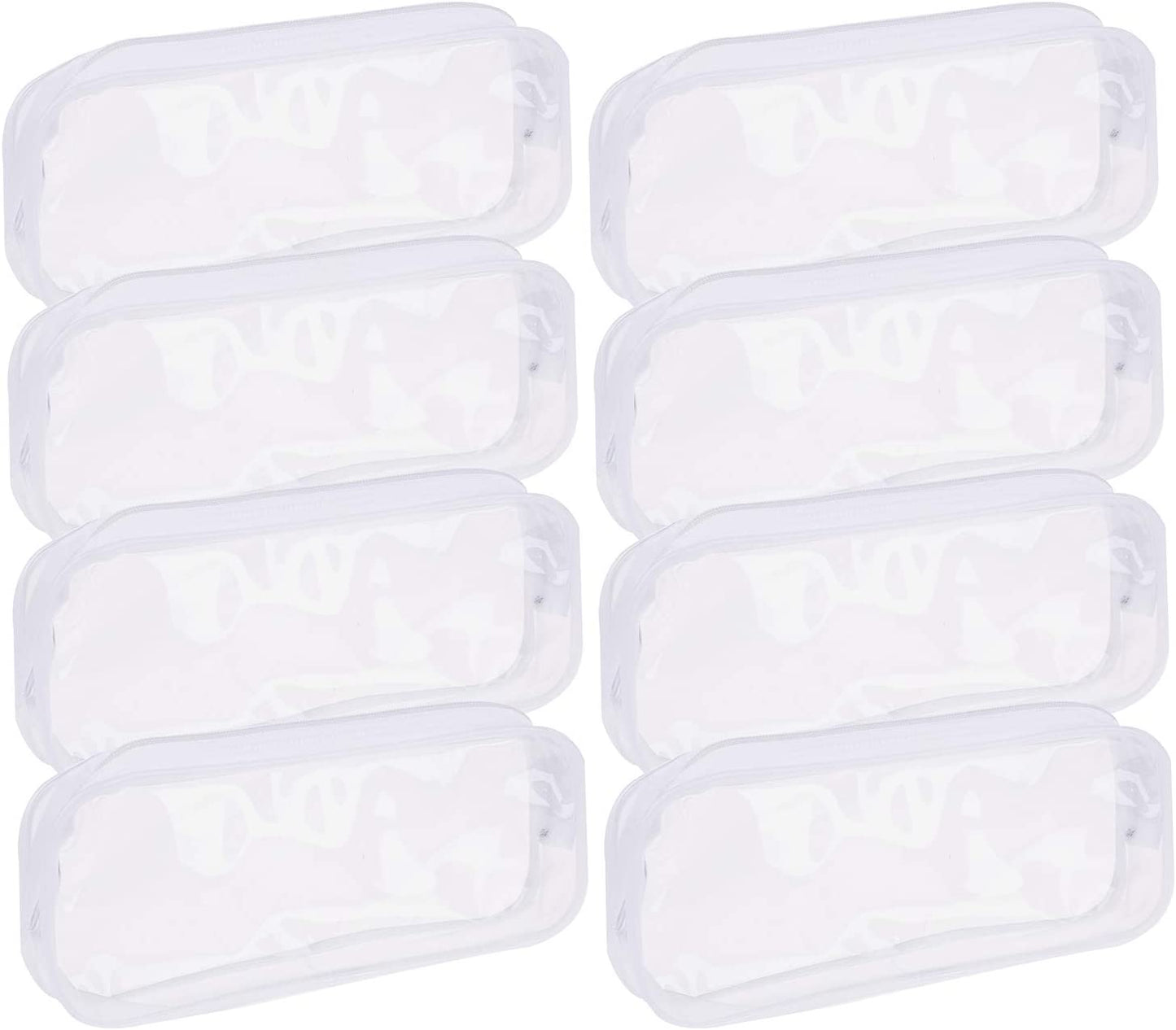 8 Pieces Clear Pencil Case PVC Makeup Pouch Zippered Pencil Case Toiletry Carry Pouch Big Capacity Bags Portable Pencil Bags for Women,Students,Men,Kids Gifts(White)