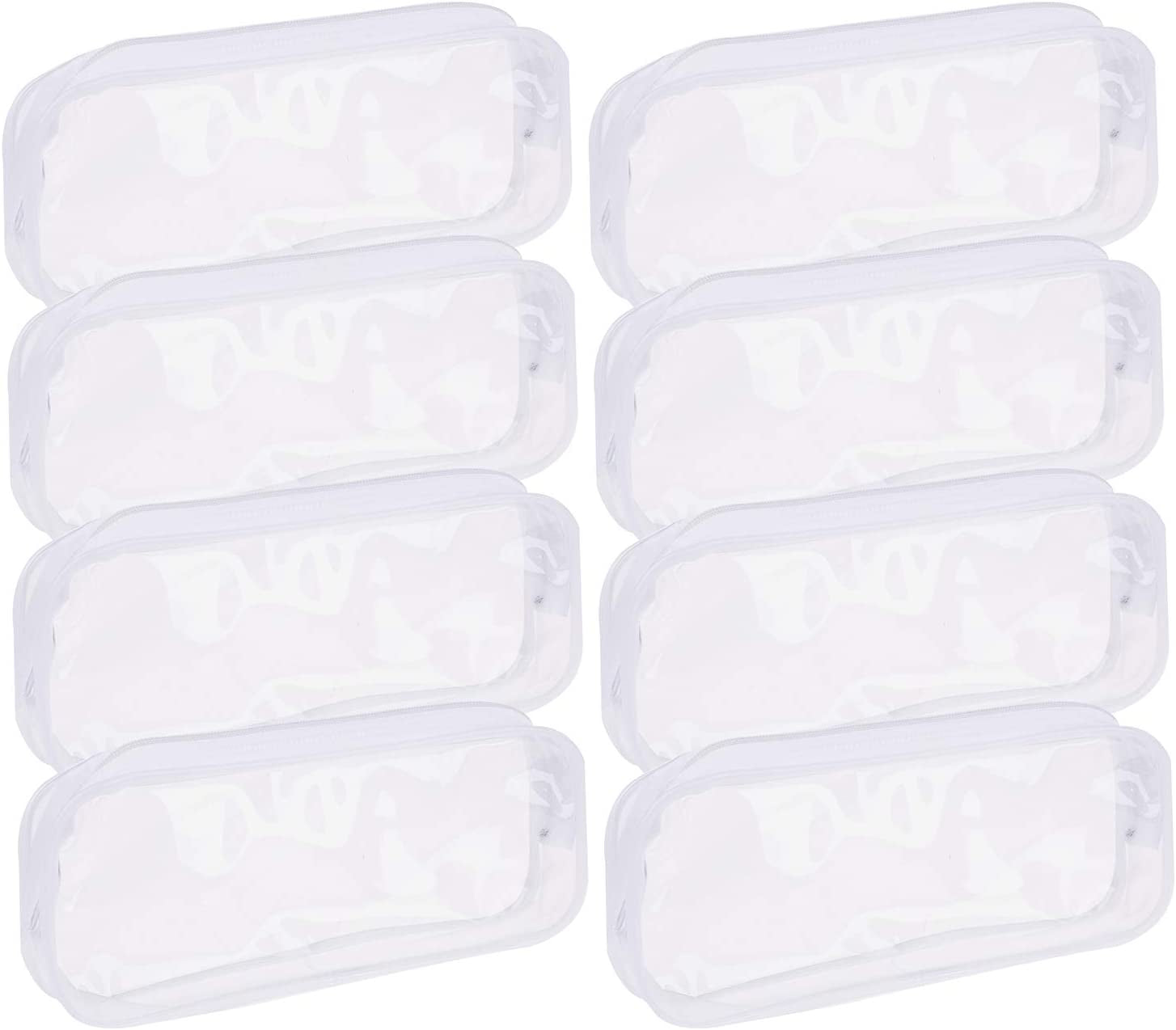 8 Pieces Clear Pencil Case PVC Makeup Pouch Zippered Pencil Case Toiletry Carry Pouch Big Capacity Bags Portable Pencil Bags for Women,Students,Men,Kids Gifts(White)