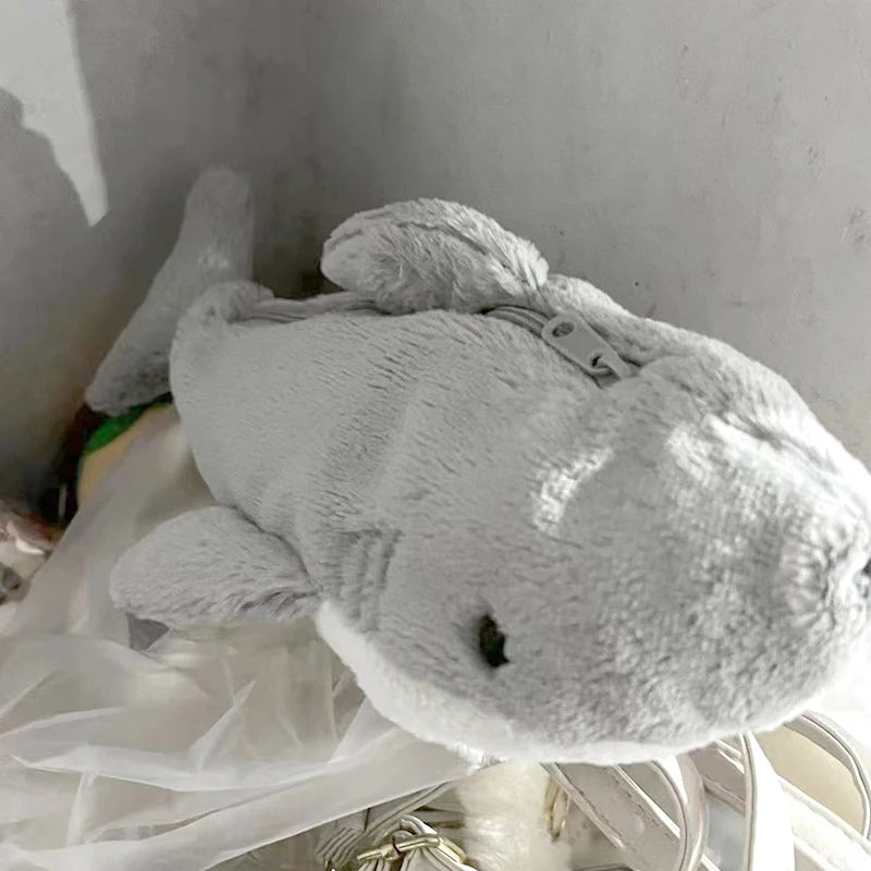 Cute Plush Shark Pencil Case Student Stationery School Supplies Kawaii Doll Back to School Storage Bag Pen Bag Stationery