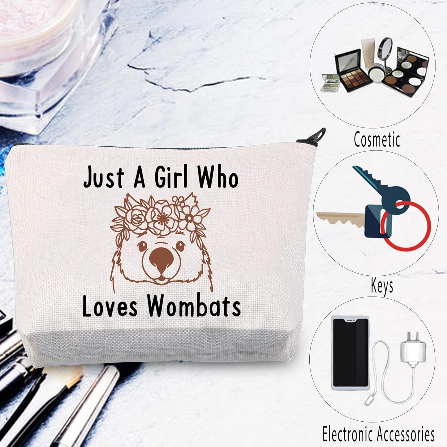 Wombat Lover Gift Wombat Cosmetic Makeup Bag Who Loves Wombats Travel Zipper Pouch Wombat Australian Marsupial Gift (Loves Wombats Bag)