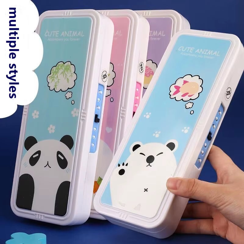 Password Lock Pencil Case Cartoon Animals Plastic Stationery Box School Pencil Cases for Children Pen Case Student Pen Box Gifts