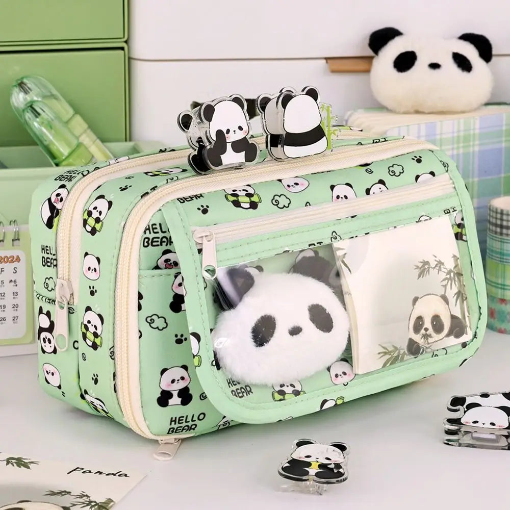 Multi Functional Capybara/Panda Pen Bag Large Capacity Nine-Layer Pencil Case Dirt-Proof Stationery Bag School Office