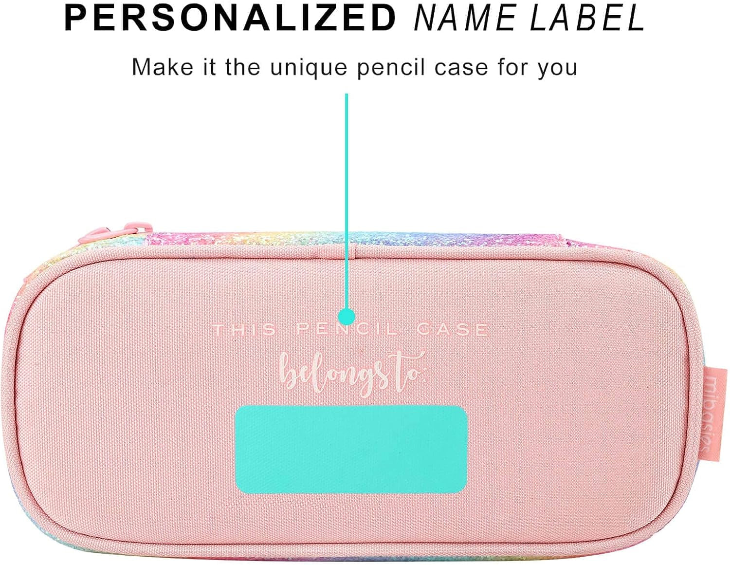 Girls Pencil Case for Kids, Multi-Slot Pencil Pouch, Pink Blue Rainbow