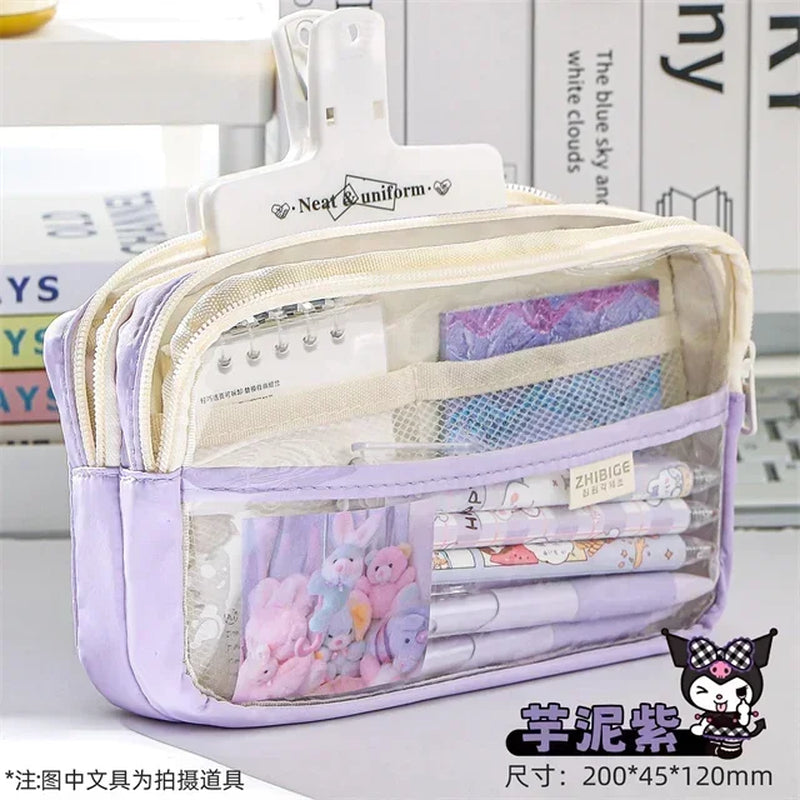2024 New Pencil Case Layer Clear Pencil Pouch Storage Pouch for Stationery School,Office,Organizer Cosmetics Korean Stationery
