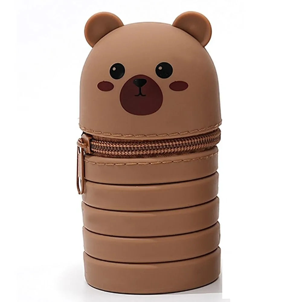 With Zipper Silicone Pencil Case Cartoon Silicone Animal Shape Pen Pouch Desk Organizer Stationery Stationery Storage Bag