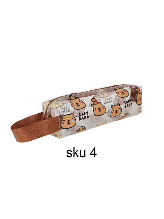 1 Animal Pattern Transparent Pencil Case, Beautiful and Cute Large-Capacity Study Stationery Storage Bag,Fashion Stationery Gift